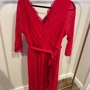 Lane Bryant Scarlet Lace Faux Wrap Dress